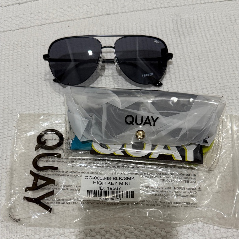 New for men or women : Quay Australia Black High Key Mini Sunglasses